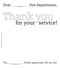 Printable Thank You card for firefighters